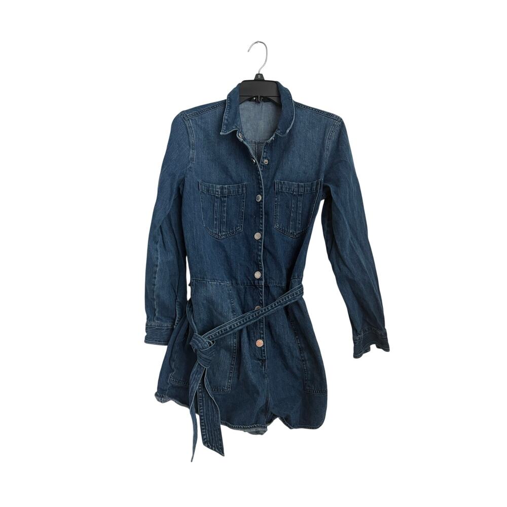 Express Womens Long Sleeve Denim Button Romper Size Medium